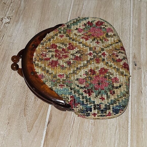 Vintage 1960 s  Italian Tapestry Kisslock Case Bag - Picture 5 of 6